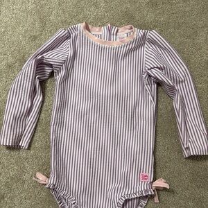 Pink and White Striped Long Sleeve Baby Bodysuit